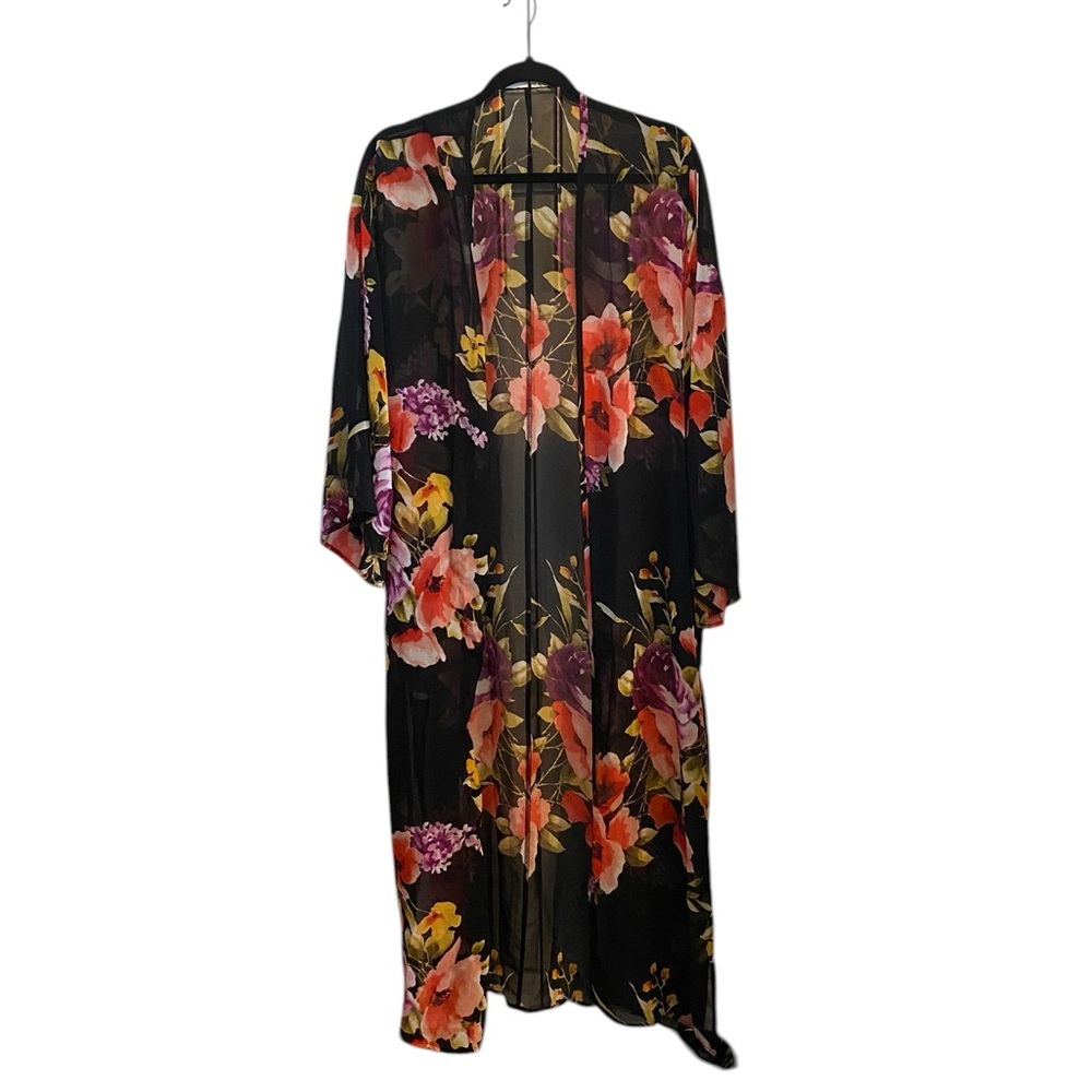 Done not available  black open-front coverup kimono Resortwear vacation spring - Picture 2 of 6